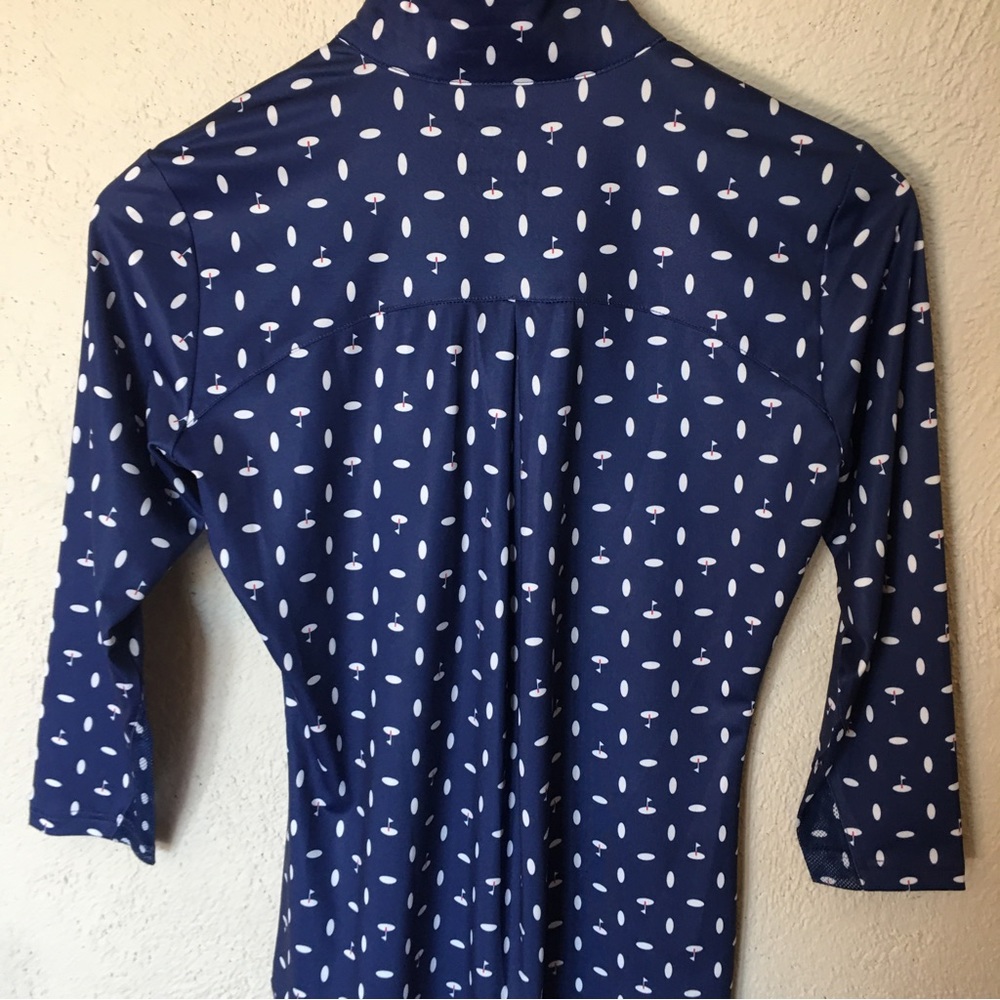 Sansoleil Solcool Print Zip Mock Deauville Navy UV 50 Sun Protection Pullover - Picture 5 of 8